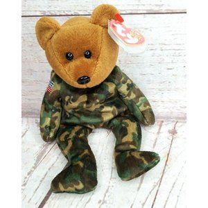 2003 T.Y USO P.E Pellet U.S.A Flag Embroidered Hero Beanie Baby Bear